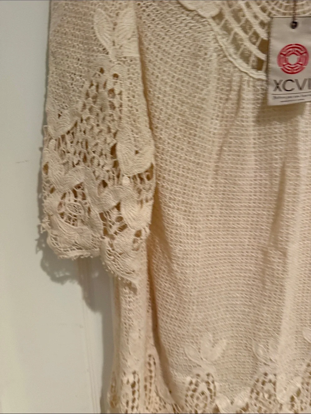 XCVI Crochet Lace Tunic Top - Cream